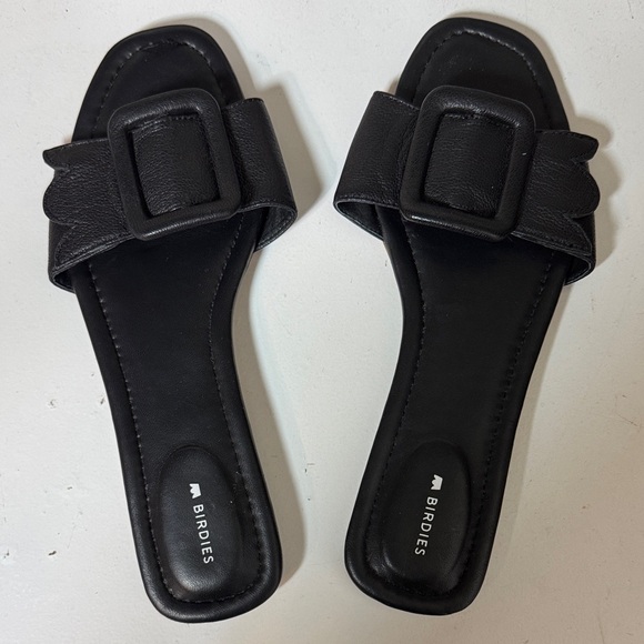 Birdies Shoes - Birdies Black Kiwi Buckle Slide Sandals